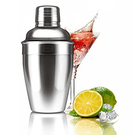 Newness Cocktail Stainless Steel Wine Shaker with Strainer and Lid Top, 8.4oz (250 ml), Small, Single Martini - Great Mother Gifts