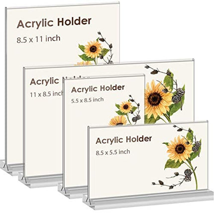 Acrylic Sign Holder 8.5x11 Inch 3 Pack Vertical T Shape Double-Sided Desktop Display Holder. (Optional 8.5x11 8.5x5.5 5x7 Horizontal and Vertical)