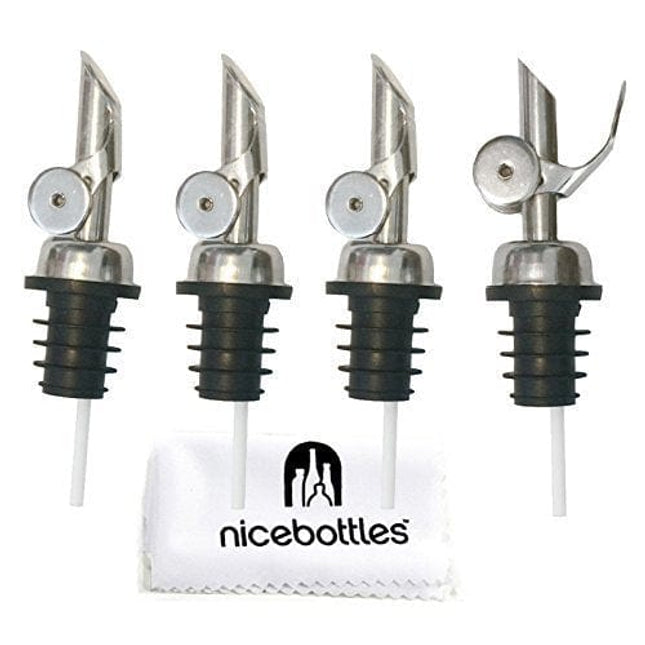 nicebottles Perfect Pour Weighted Stainless Steel Pourer, Pack of 4