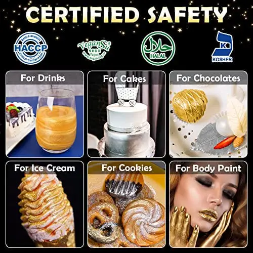  (BULK–10g) Gold Edible Glitter For Drinks, Gold Sprinkles For  Cake Decorating, Cocktails, Gold Luster Dust Edible Glitter For Cakes,  Edible Cake Decorations 100% Food Safe, Vegan, Gluten Free. : Grocery 