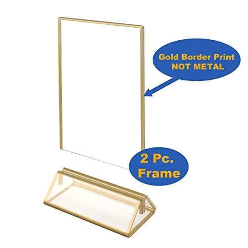 6Pack 4x6 Acrylic Sign Holder with Gold Frames and Vertical Stand