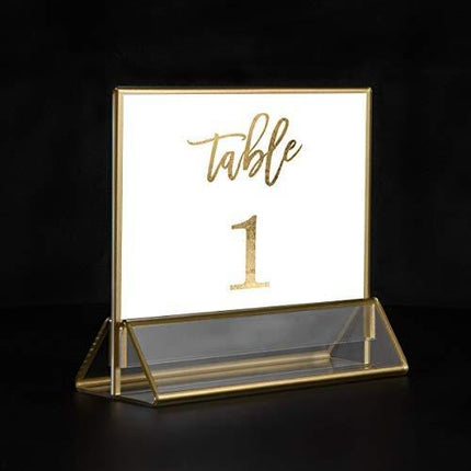 NIUBEE 6Pack 6 x 4 Horizontal Clear Acrylic Sign Holder with Gold Borders, Double Sided Table Menu Stands Picture Frames for Wedding Table Numbers, Restaurant Signs, Photos and Art Display