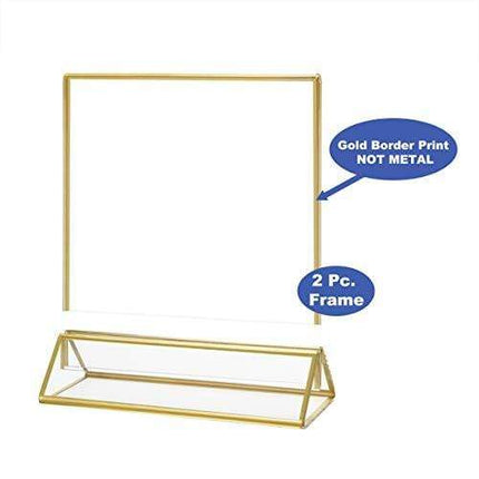 NIUBEE 6Pack 6 x 4 Horizontal Clear Acrylic Sign Holder with Gold Borders, Double Sided Table Menu Stands Picture Frames for Wedding Table Numbers, Restaurant Signs, Photos and Art Display