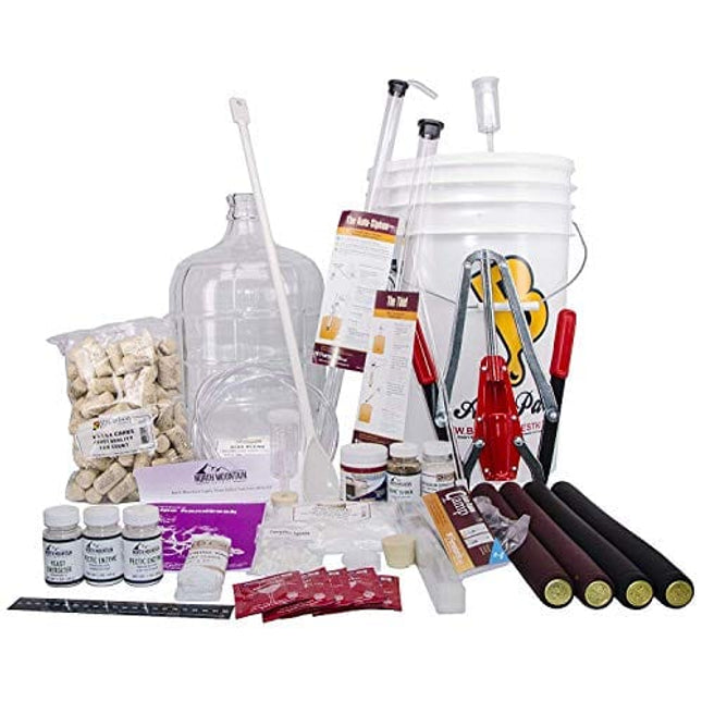 North Mountain Supply 3 Gallon Wine From Fruit Complete 32pc Kit With Glass Carboy - Only Fruit & Bottles Required