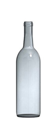 North Mountain Supply - NMS W5 Flint 750ml Glass Bordeaux Wine Bottle Flat-Bottomed Cork Finish - Case of 12 - Clear/Flint
