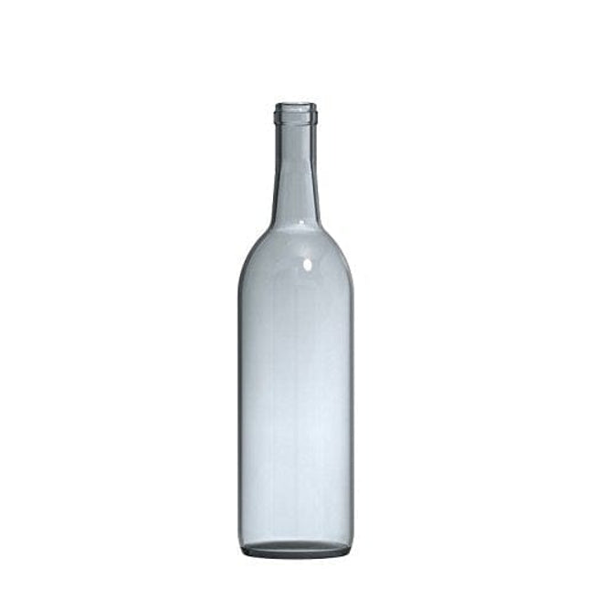 North Mountain Supply - NMS W5 Flint 750ml Glass Bordeaux Wine Bottle Flat-Bottomed Cork Finish - Case of 12 - Clear/Flint