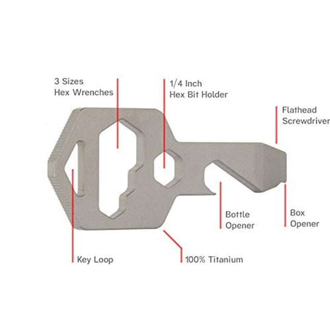 keychain Bottle Opener Multi Tool, 100% Stainless Steel edc Gadget, 9 Tools in 1 [Bottle Opener, Wrench, Screw Driver, Key Clip, etc.] Universal Everyday Carry Pocket and Backpack Tool