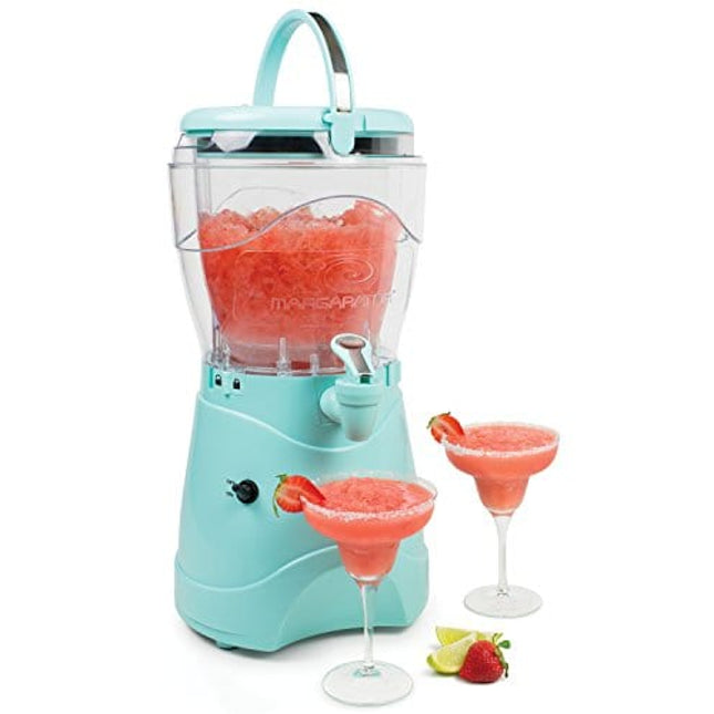Nostalgia 128-Ounce Margarita Maker & Slushie Machine, Makes One Gallon Frozen Drinks, Stainless Steel Flow Spout and Carry Handle, Creamy Texture, Double Insulated, Easy Clean, 1 gallon, Aqua
