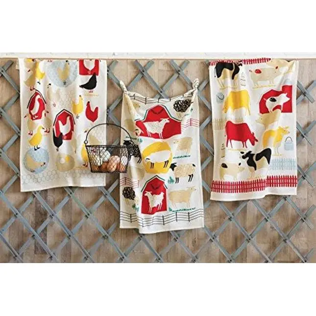 Now Designs Baker's Floursack Kitchen Dish Towels, Farm to Table, Set of 3