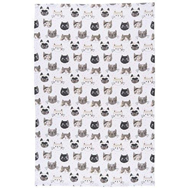 Now Designs Cotton Kitchen Towel, Cats Meow Print