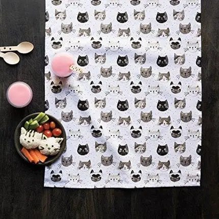 Now Designs Cotton Kitchen Towel, Cats Meow Print
