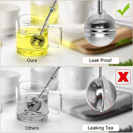 Numola Long Handle Tea Ball Stainless Steel, 2Pcs Premium Tea Infuser Filter for Loose Leaf Tea, Reusable Fine Mesh Tea Interval Diffuser Strainer for Cup and Teapot