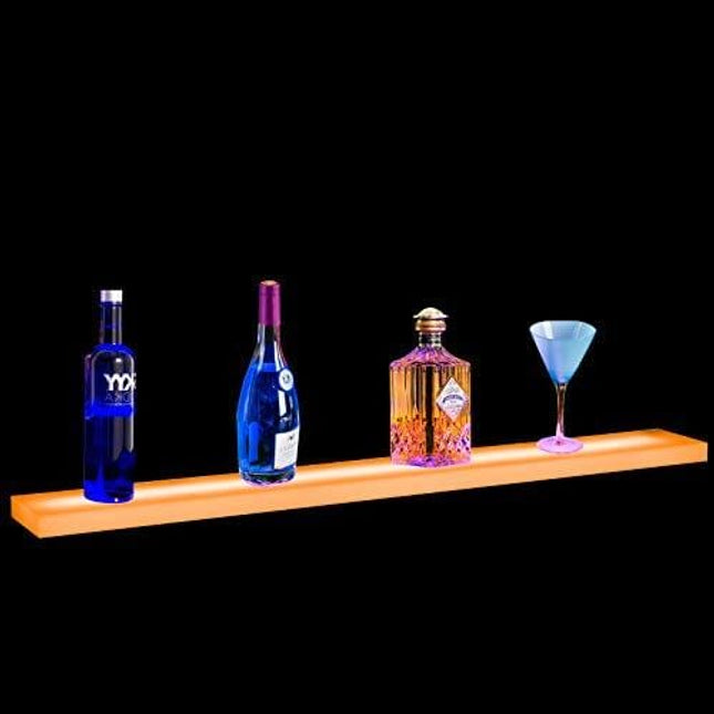 Nurxiovo 36 in Led Bar Shelf Floating Lighted Liquor Bottle Display Shelf LED Shelves Commercial Illuminated Bar Home Wall-Mounted Racks with RF Remote Control