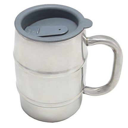 Nuvantee Beer Mug - Premium Stainless Steel Mug/Coffee Cup with Bonus Lid, Silver