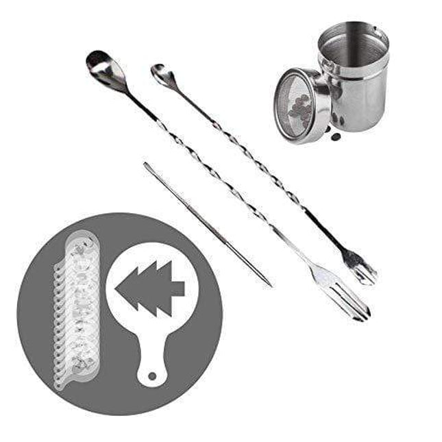 Oak-Pine Coffee Art Maker Set - 1 Piece Barista Coffee Latte, 16 Pieces / 1 Set Plastic Latte Art Stencils, 1 Piece Lid Coffee Sifter, 2 Pieces / 1 Set Spiral Pattern Coffee Mixing Spoon