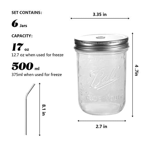  17oz Glass Jars with Airtight Lids, Wide Mouth Mason Jars with  Leak Proof Rubber Gasket for Kitchen, Clear Glass Storage Containers for  Snacks, Jams, Candy, 6 Pack: Home & Kitchen