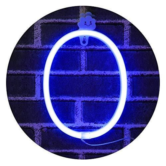 LED Light Up Numbers Neon Lights, Neon Signs Night Light Lamp for Wall Decor, Christmas, Birthday Party, Home Decorations -blue Number 0