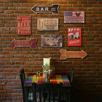 Ochoice Bar Signs Retro Arrow Embossed Metal Signs for Wall Decoration