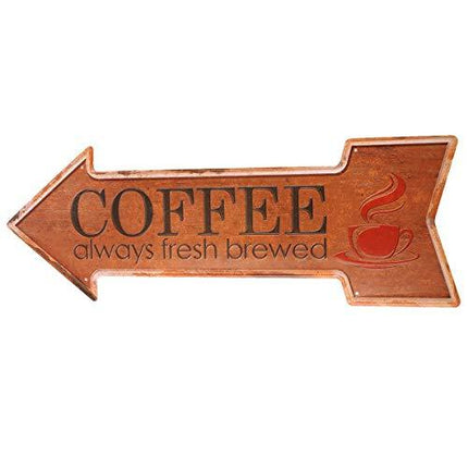 Ochoice Metal Signs Arrow Fresh Brewed Coffee Signs for Cafe Decor