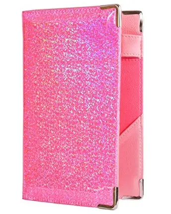 Of Course Holographic Glitter Server Book for Waitress and Waiter Zipper Pocket 8x5 Organizer Wallet | 10 Money Pockets | Original 2 Tone Interior | Cute Fits Aprons (Power Pink)