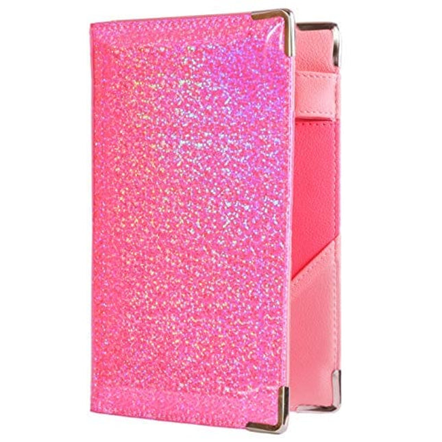 Of Course Holographic Glitter Server Book for Waitress and Waiter Zipper Pocket 8x5 Organizer Wallet | 10 Money Pockets | Original 2 Tone Interior | Cute Fits Aprons (Power Pink)