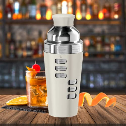 OGGI Dial A Drink Cocktail Shaker-23oz Stainless Steel Shaker, 8 Recipes, Stainless Steel Lid has Built In Strainer, Ideal Cocktail Mixer, Martini Shaker, Margarita Shaker & More, Stainless