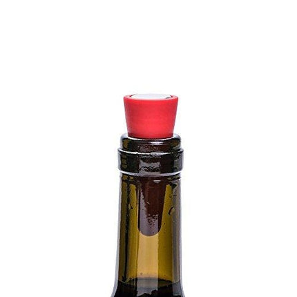OHMAXHO Wine Stoppers (Set of 5), Silicone Wine Bottle stopper and Beverage Bottle Stoppers, Red