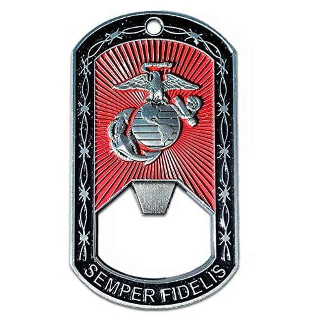U.S. Marine Corps (USMC) Dog Tag Bottle Opener or Challenge Coin | Perfect Veteran, Marine & Military Gift | Old Dominion LLC