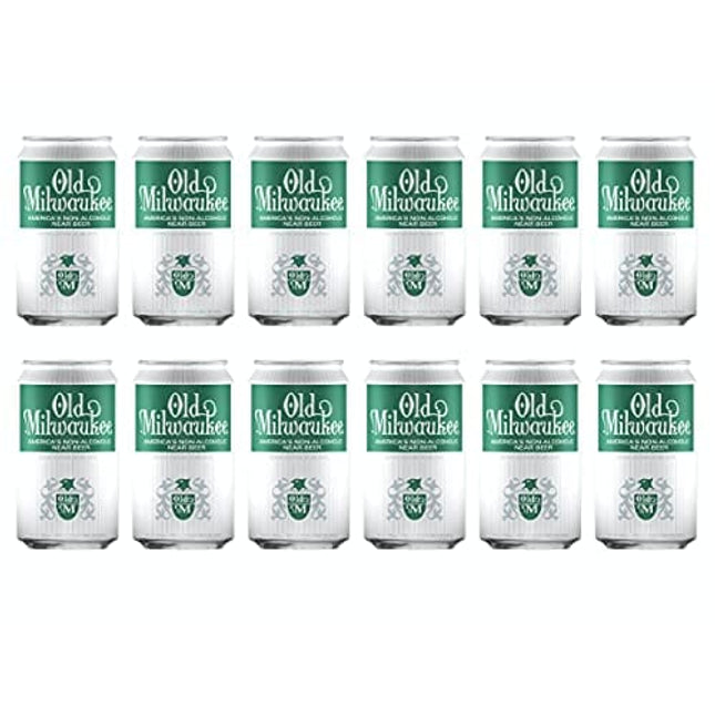[Pack of 12] Old Milwaukee N/A Non-Alcoholic Beer, Classic American Larger - 12 Fl Oz
