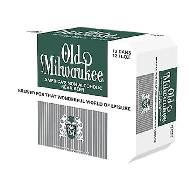 [Pack of 12] Old Milwaukee N/A Non-Alcoholic Beer, Classic American Larger - 12 Fl Oz