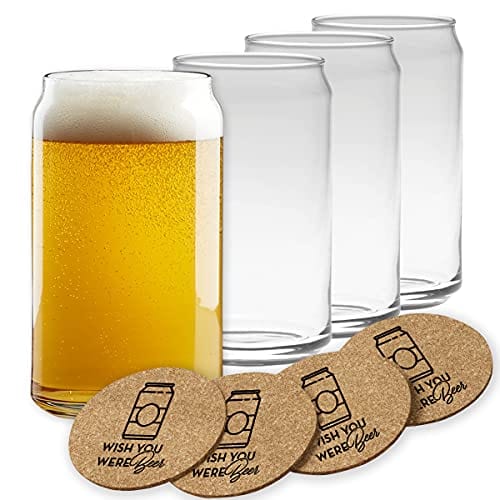 On The Rox Drinks Beer Can Glasses Set of 4- Can