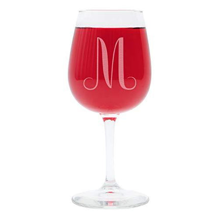 Monogram Engraved Wine Glass - 12.75 Ounce - Personalized Etched Glass for Bridesmaids, Women, Red and White Wine Enthusiasts -Decorated Novelty All Purpose Glass- By On The Rox Drinks