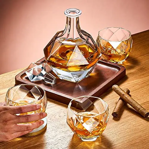 Onearf Whiskey Decanter Sets, 870ml Crystal Liquor Decanter with