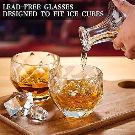 Onearf Whiskey Decanter Sets, 870ml Crystal Liquor Decanter with Whiskey Glasses Set in Magnetic Gift Box, 5 pcs Personalized Bourbon Decanter Set with Stopper for Liquor, Scotch, Bourbon, Brandy