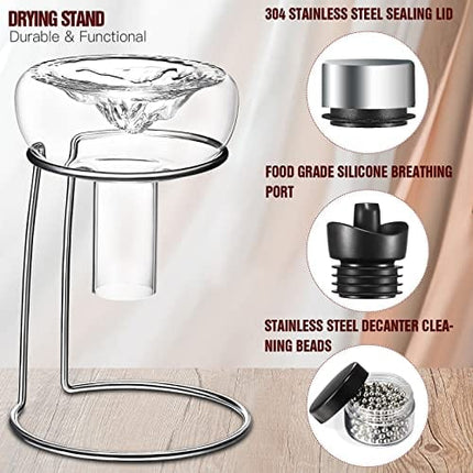 Onearf Wine Decanter, Iceberg Red Wine Breather Carafe with Aerator, Stand, and Cleaning Beads, Lead-free Crystal Glass, Wine Gifts for Christmas (1200ML)