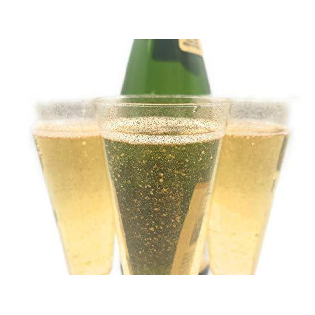 140 pc Plastic Classicware Glass Like Champagne Wedding Parties Toasting Flutes Party Cocktail Cups (Gold Glitter)