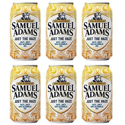 Orchard Hill [Pack of 6] Samuel Adams Just The Haze Hazy, Juicy NA Non Alcoholic IPA Beer Drink - 12 Fl Oz