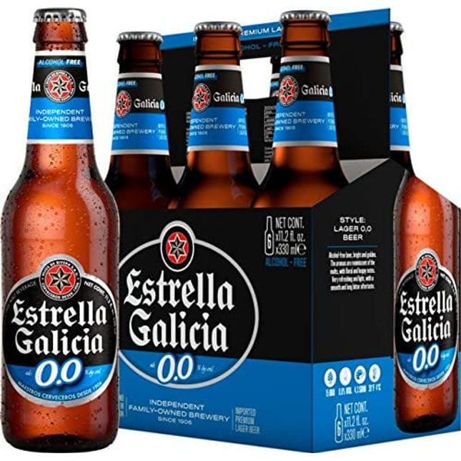 [Pack of 6] Estrella Galicia 0.0% NA Non Alcoholic Beer, Water from A Coruña -12 Fl Oz