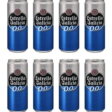 [Pack of 8] Estrella Galicia 0.0% NA Non Alcoholic Beer Cans, Water from A Coruña - 16.9 Fl Oz