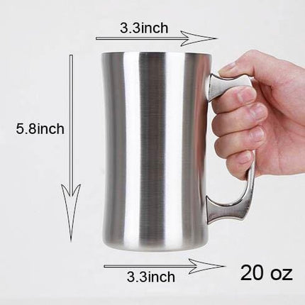 Insulated Cup, OrgMemory Stainless Steel Coffee Mug, 20 oz Coffee Mug, (560 ml), Double Wall Beer Stein, Tumbler with Handle, Insulated Beer Mug with Lid