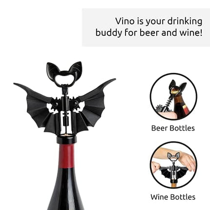 Vino - Corkscrew Wine Bottle Opener - Cork Screwer, Wine tool and Bottle Opener for Wine Lovers, Waiters, and Bartenders - BPA-free, 100% Food Safe- 5.5 x 1.6 x 7.1 Inches Beer Bottle Opener