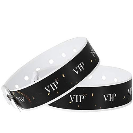 Ouchan Plastic Black VIP Wristbands - 100 Pack Vinyl Wristbands for Events Party Event Wristbands