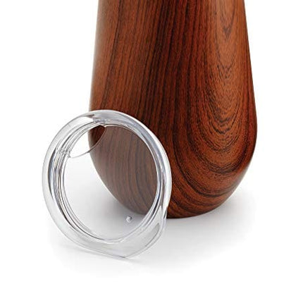 Outset Wood Grain Pattern Wine Tumbler with Lid, 2 Count (Pack of 1), Set of 2