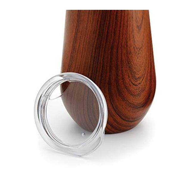 Outset Wood Grain Pattern Wine Tumbler with Lid, 2 Count (Pack of 1), Set of 2