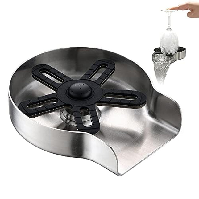 Advanced Mixology Glass Rinser for Kitchen Sinks Glass Cup Bottle Washer Cleaner for Home Bar Glass Rinser Kitchen Sink Accessories Stainless Steel Brushed Nickel