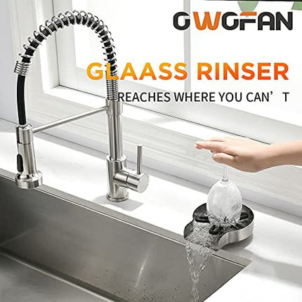 Advanced Mixology Glass Rinser for Kitchen Sinks Glass Cup Bottle Washer Cleaner for Home Bar Glass Rinser Kitchen Sink Accessories Stainless Steel Brushed Nickel