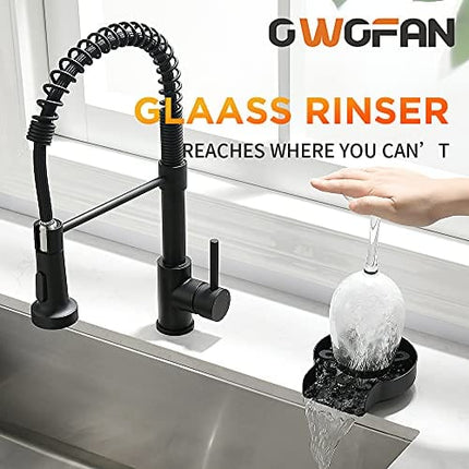 OWOFAN Glass Rinser for Kitchen Sinks Glass Cup Bottle Washer Cleaner for Home Bar Glass Rinser Kitchen Sink Accessories Stainless Steel Black