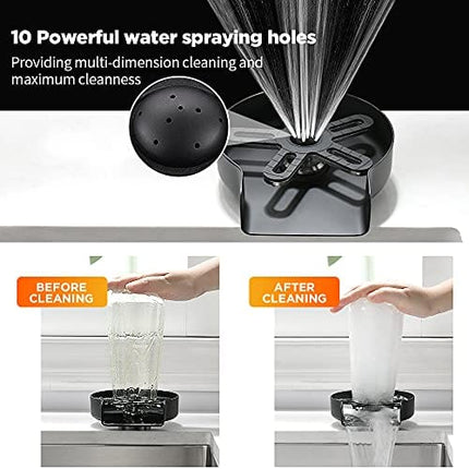 OWOFAN Glass Rinser for Kitchen Sinks Glass Cup Bottle Washer Cleaner for Home Bar Glass Rinser Kitchen Sink Accessories Stainless Steel Black