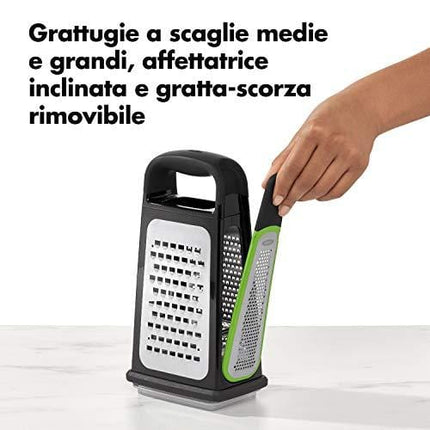 OXO Etched Box Grater with Removable Zester, One size, Steel