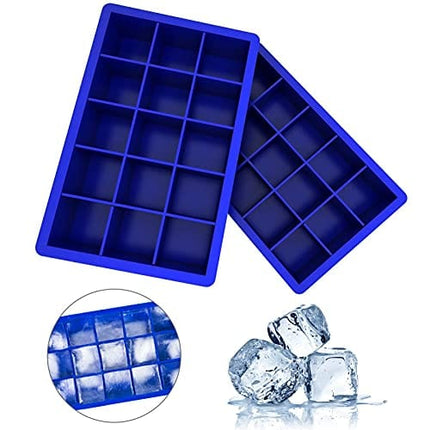 Ozera 2 Pack Silicone Ice Cube Tray, Ice Cube Trays Molds, Ice Cube Tray for Whiskey, Easy Release Flexible Ice Cube Molds 15 Ice Cubes for Cocktail, Chocolate